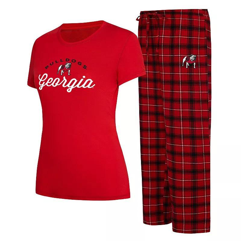 Womens Concepts Sport /Black Georgia Bulldogs Arctic T-Shirt & Flannel Pants Sleep Set Product Image