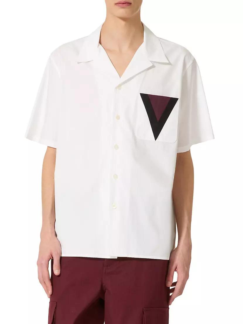 Cotton Bowling Shirt With Inlaid V Detail Product Image