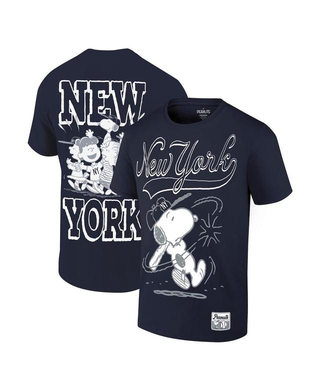 Ripple Junction Mens Navy Peanuts New York Baseball T-Shirt Product Image