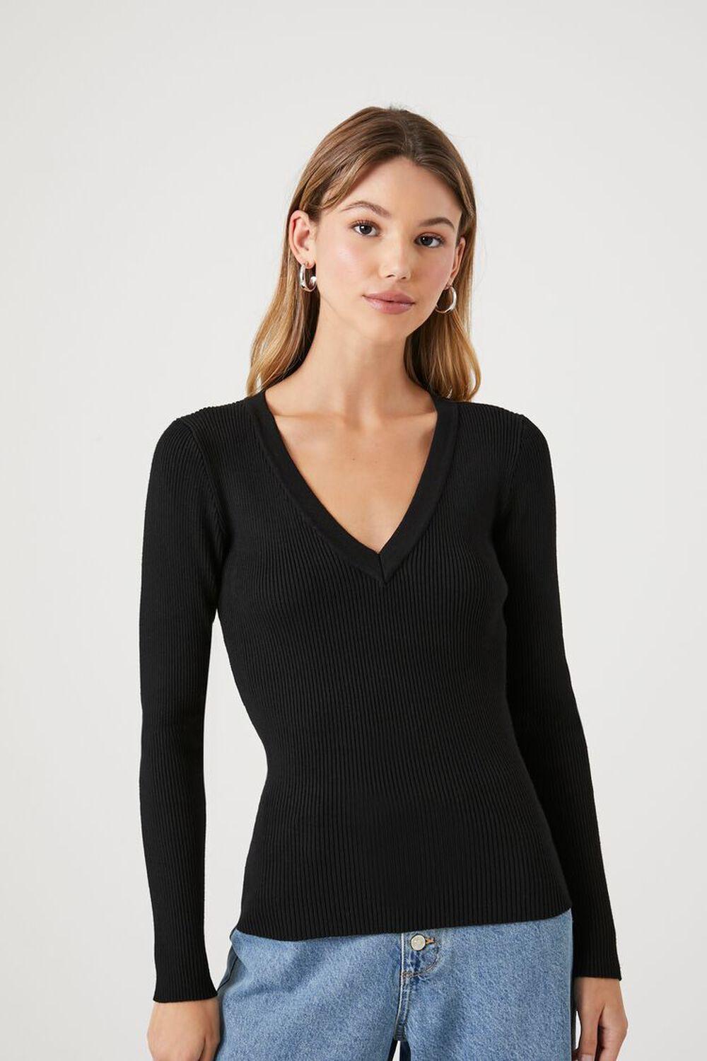 Ribbed Knit V-Neck Sweater | Forever 21 product image