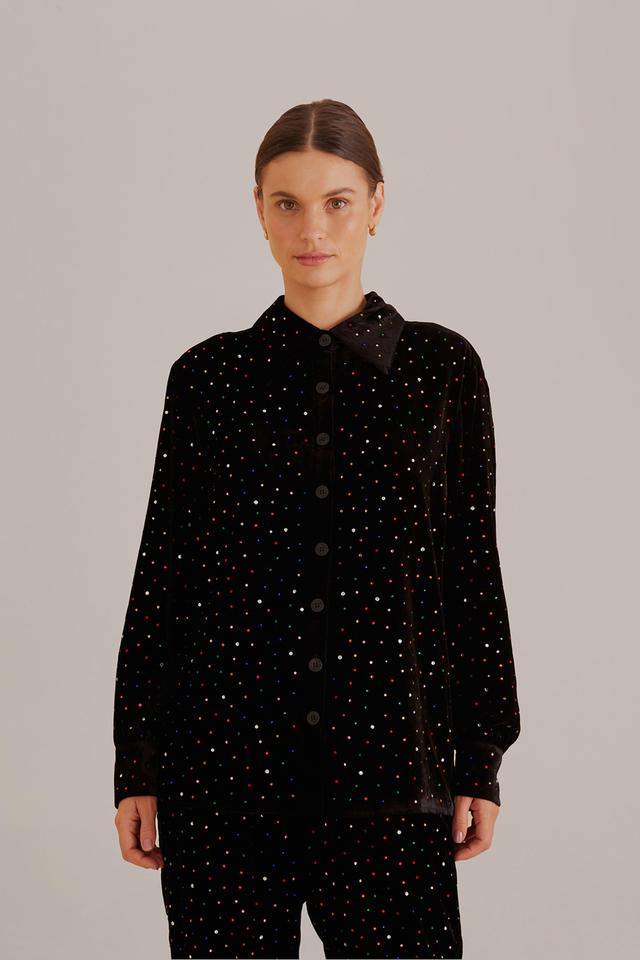 Black Velvet Shirt, BLACK / S Product Image