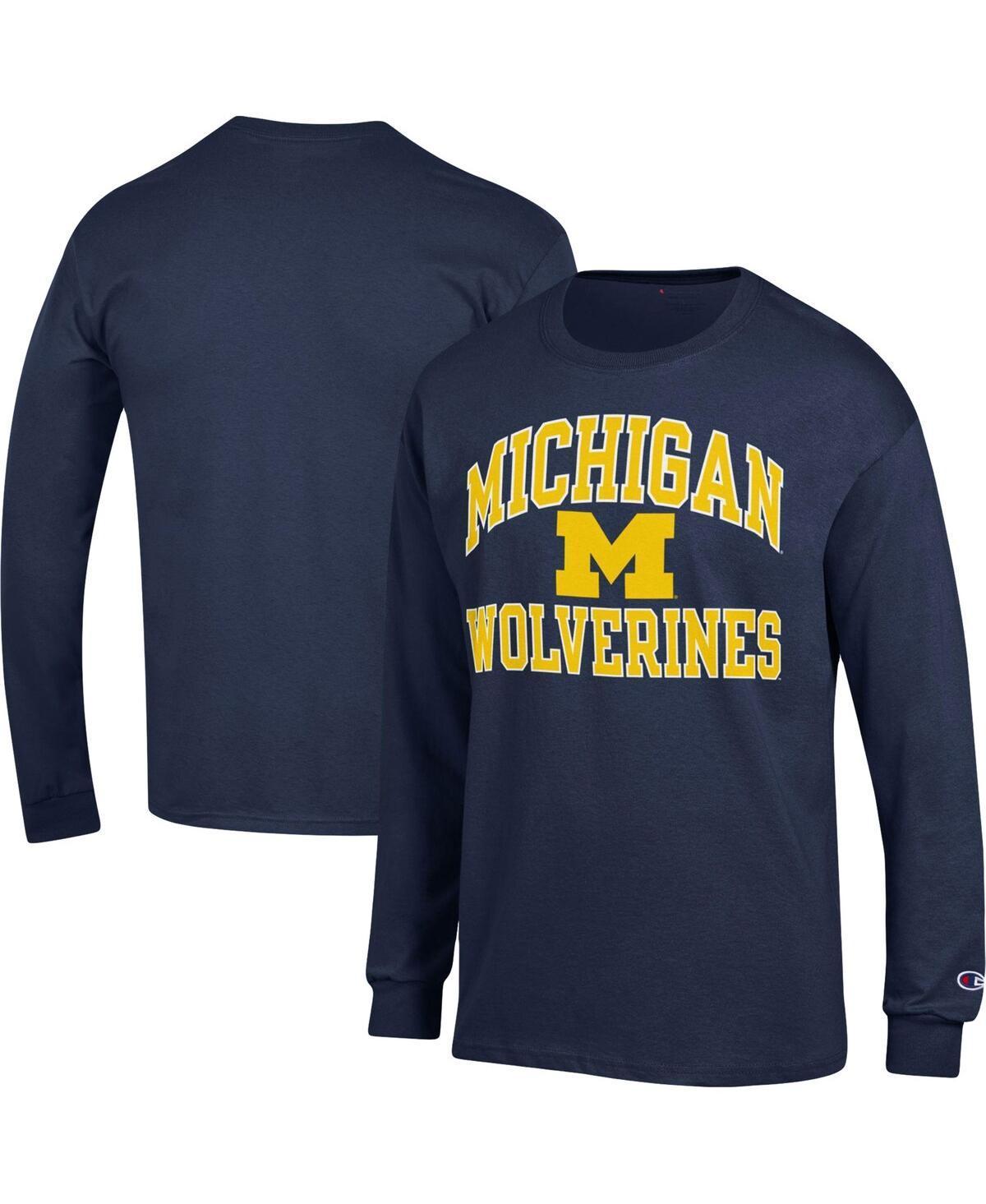 Mens Champion Navy Michigan Wolverines High Motor Long Sleeve T-shirt Product Image