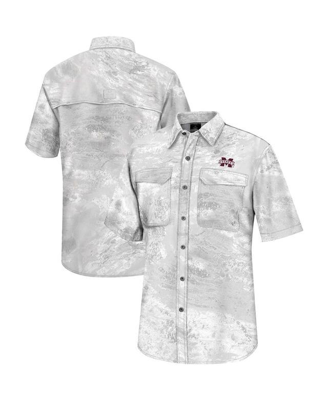 Mens Colosseum White Wisconsin Badgers Realtree Aspect Charter Full-Button Fishing Shirt Product Image