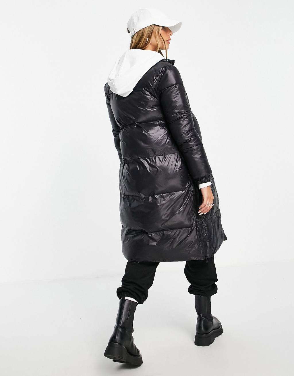 Gianni Feraud long funnel neck padded jacket in black Product Image