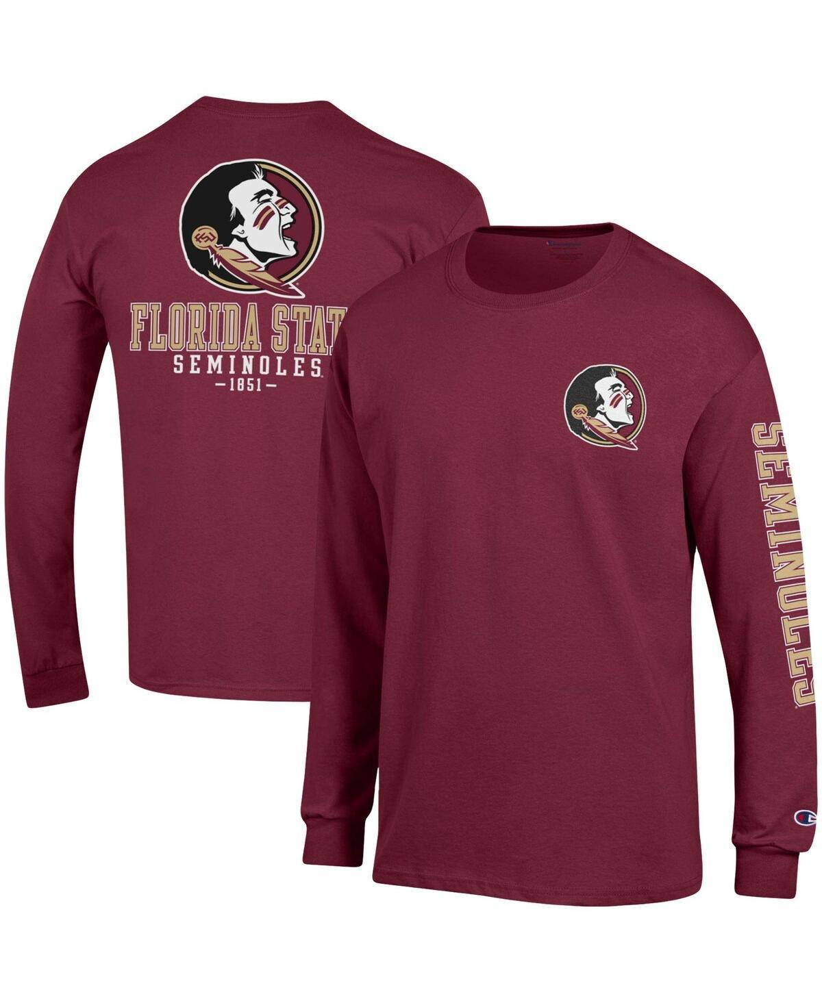 Mens Champion Garnet Florida State Seminoles Team Stack Long Sleeve T-Shirt FSU Red Product Image