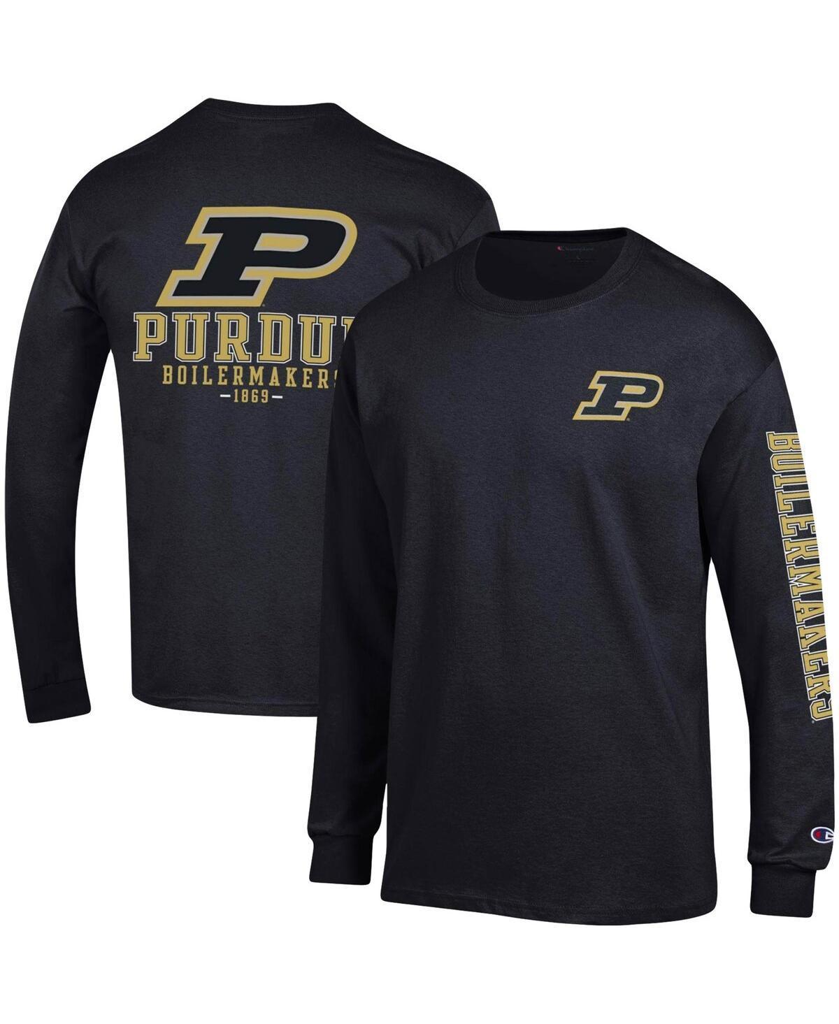 Mens Champion Black Purdue Boilermakers Team Stack Long Sleeve T-shirt Product Image