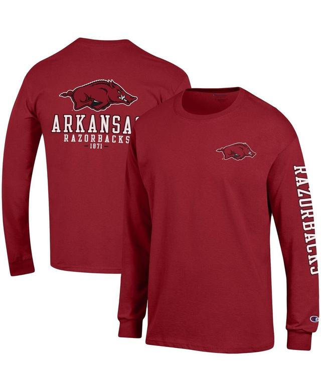 Mens Champion Cardinal Arkansas Razorbacks Team Stack Long Sleeve T-shirt Product Image