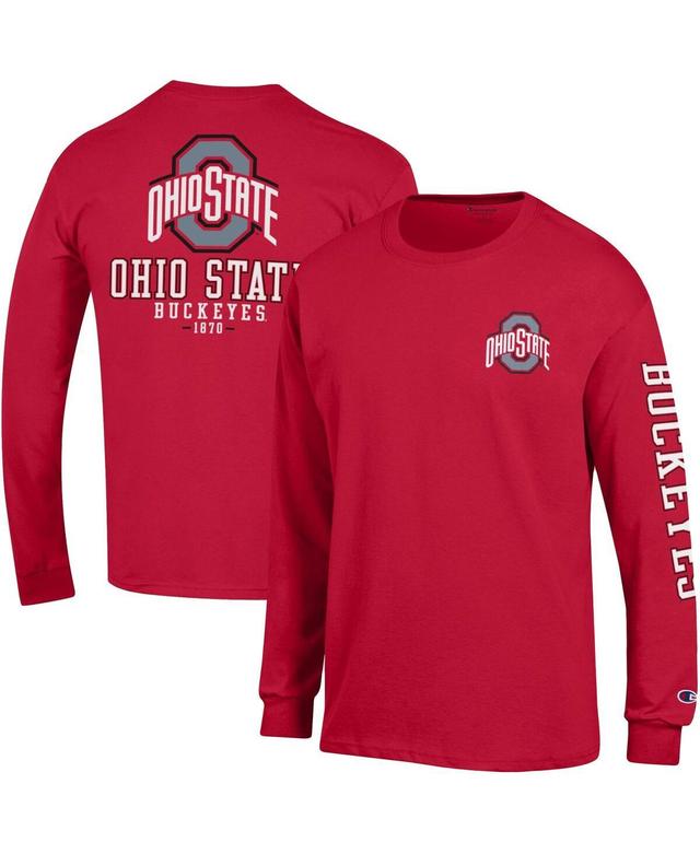 Mens Champion Scarlet Ohio State Buckeyes Team Stack 3-Hit Long Sleeve T-shirt Product Image