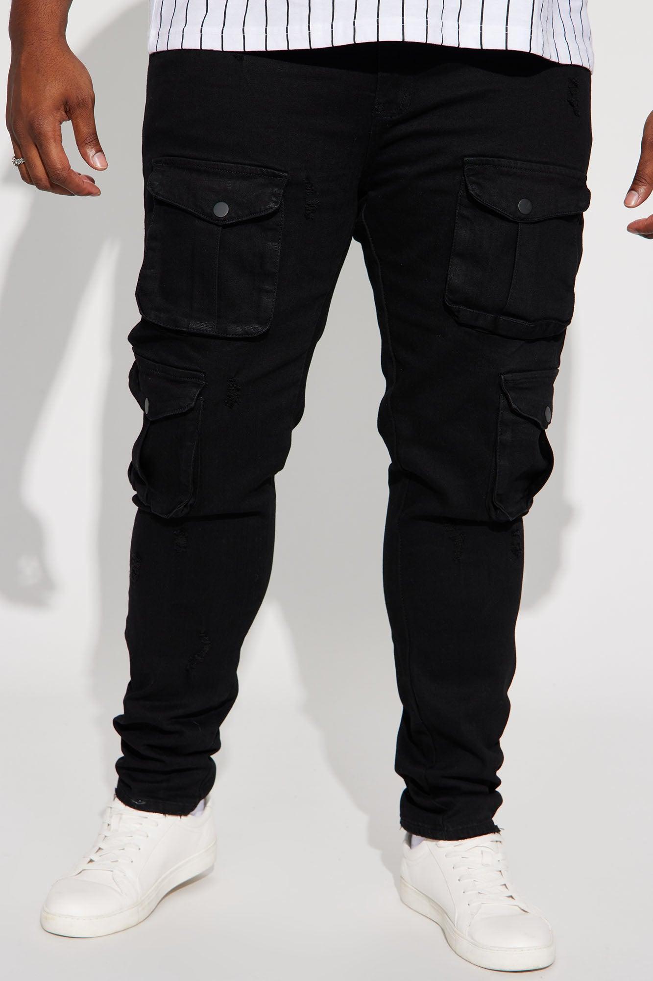 Dirty Ways Stacked Cargo Skinny Jeans - Black Product Image