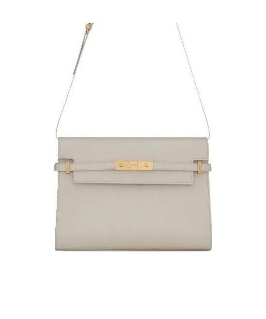 SAINT LAURENT Manhatten Clasp-fastening Shoulder Bag In White Product Image