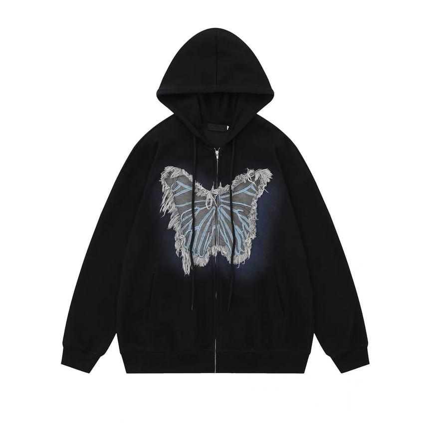 Couple Matching Butterfly Applique Zip Hoodie (Various Designs) Product Image