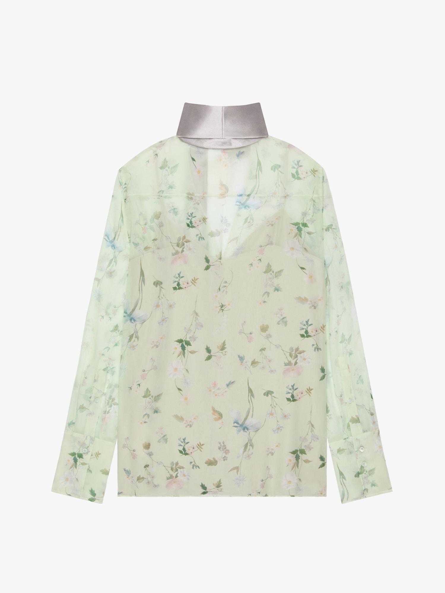 Printed blouse in silk chiffon with lavallière Product Image