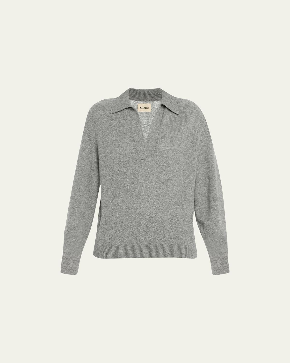 Khaite Jo Stretch Cashmere Polo Sweater Product Image