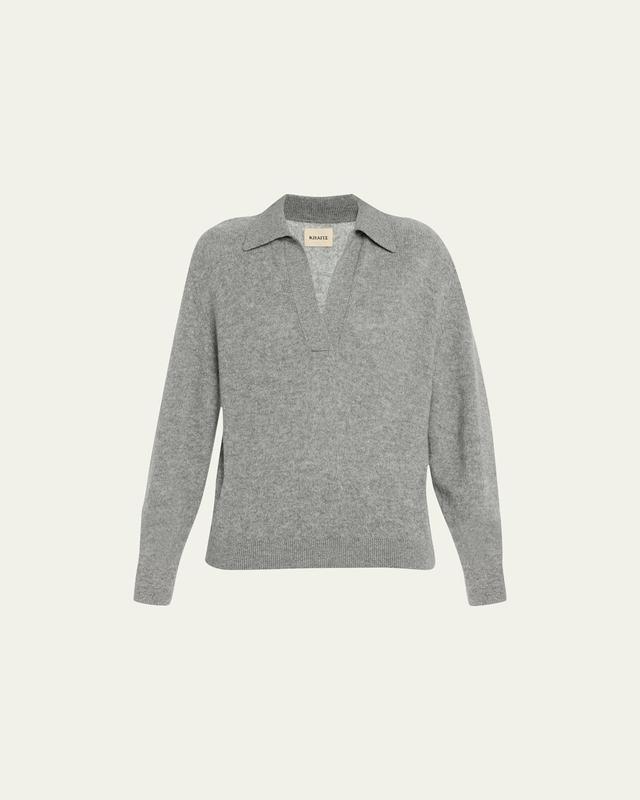 Khaite Jo Stretch Cashmere Polo Sweater Product Image