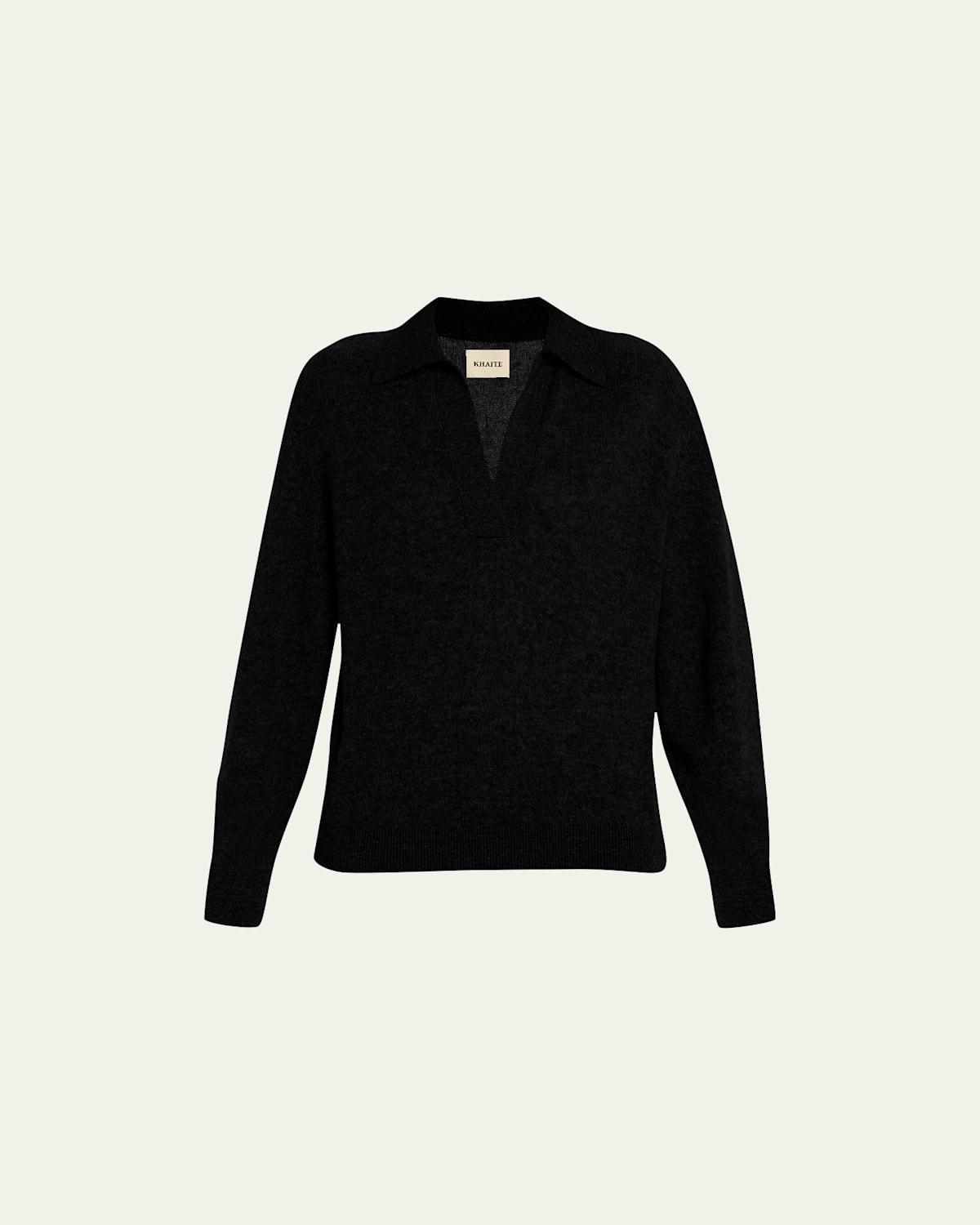 Khaite Jo Stretch Cashmere Polo Sweater Product Image