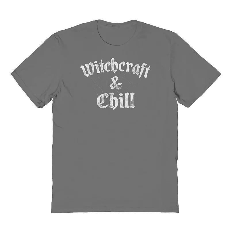 Mens Witchcraft and Chill Halloween Graphic Tee Grey Product Image