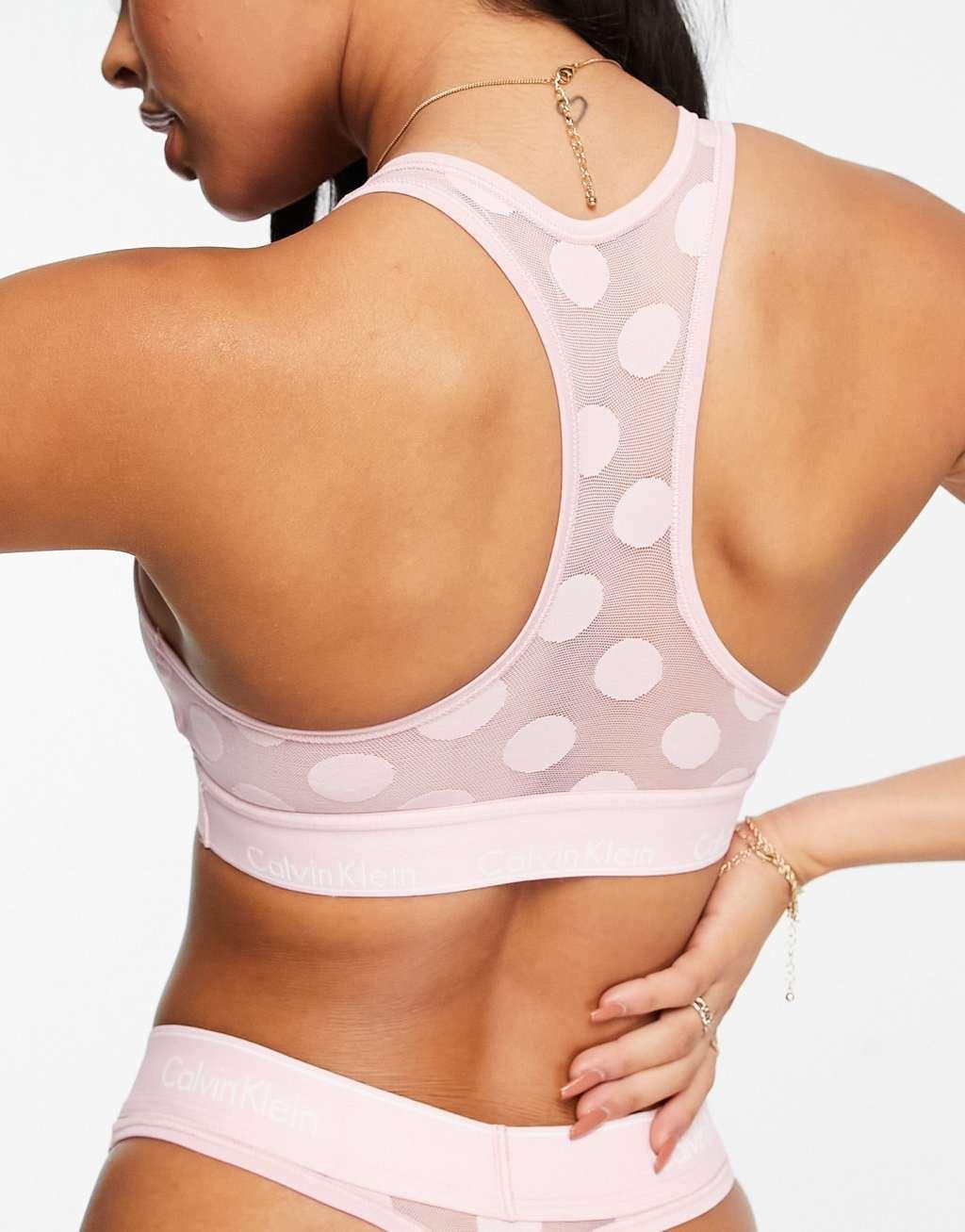 Calvin Klein Modern Cotton Dot unlined bralet in shell pink Product Image