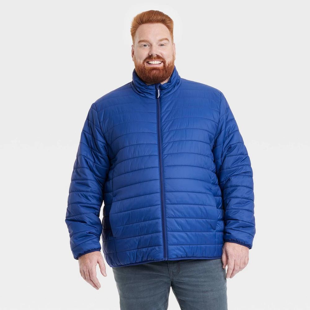 Mens Big & Tall Lightweight Puffer Jacket - Goodfellow & Co Blue 4XLT Product Image