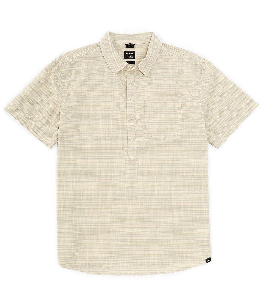 prAna Groveland Short Sleeve Horizontal Stripe Partial Button Front Popover Product Image