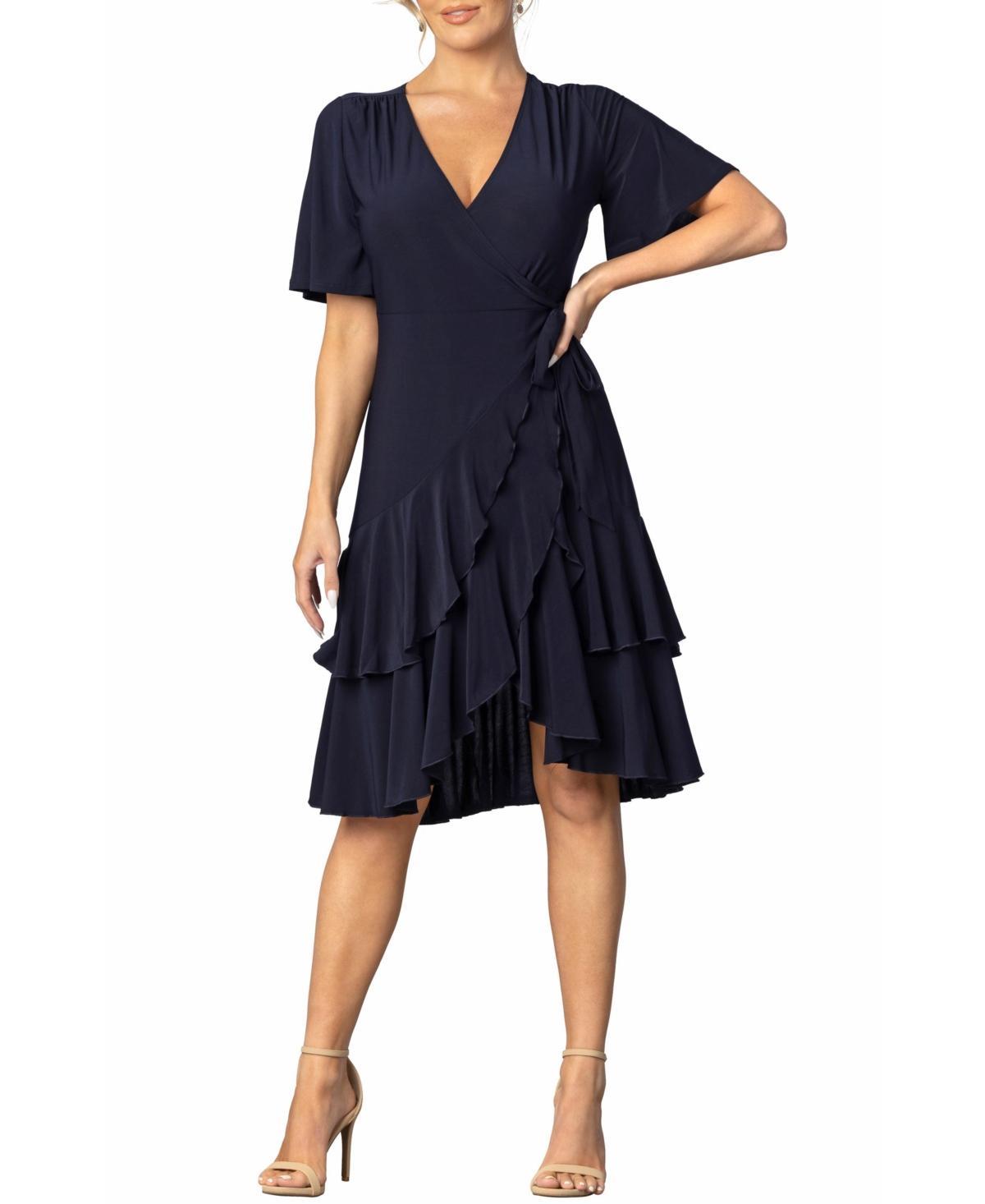 Womens Miranda Double Ruffle Wrap Dress with Sleeves Product Image