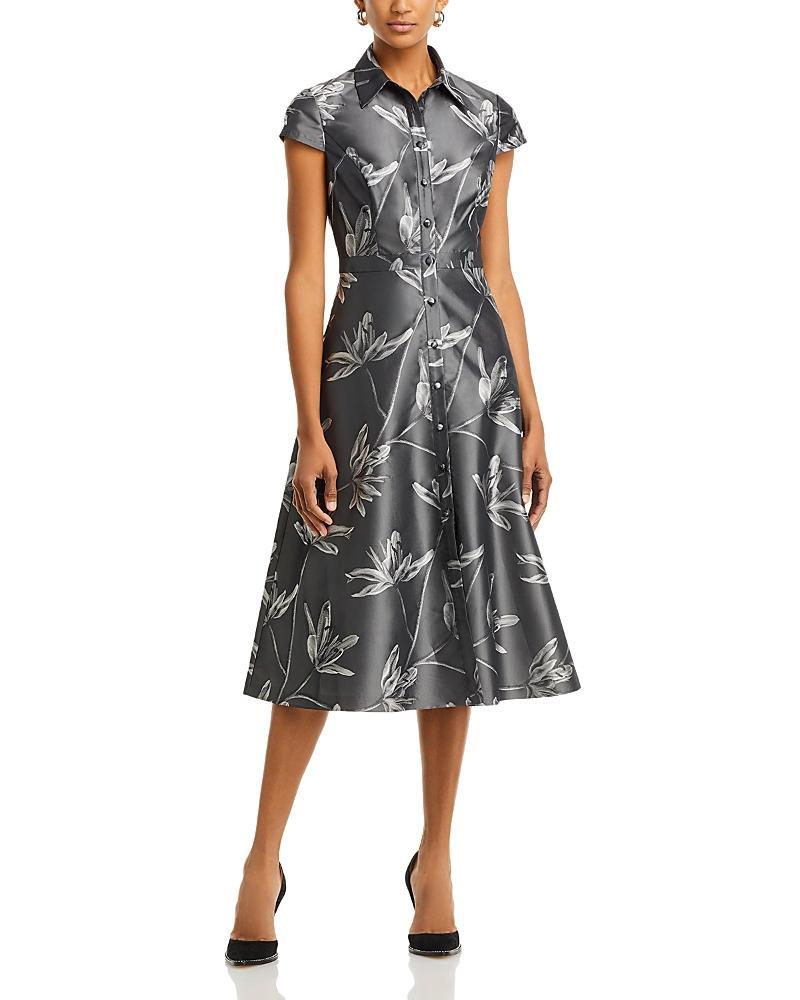 Womens Floral Jacquard Midi-Dress Product Image