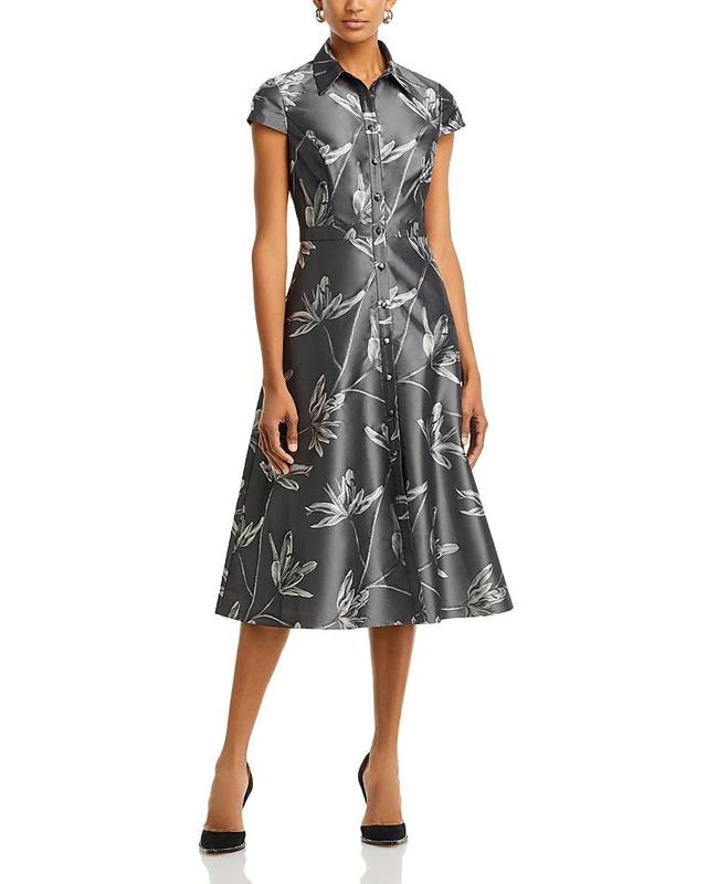 Womens Floral Jacquard Midi-Dress Product Image