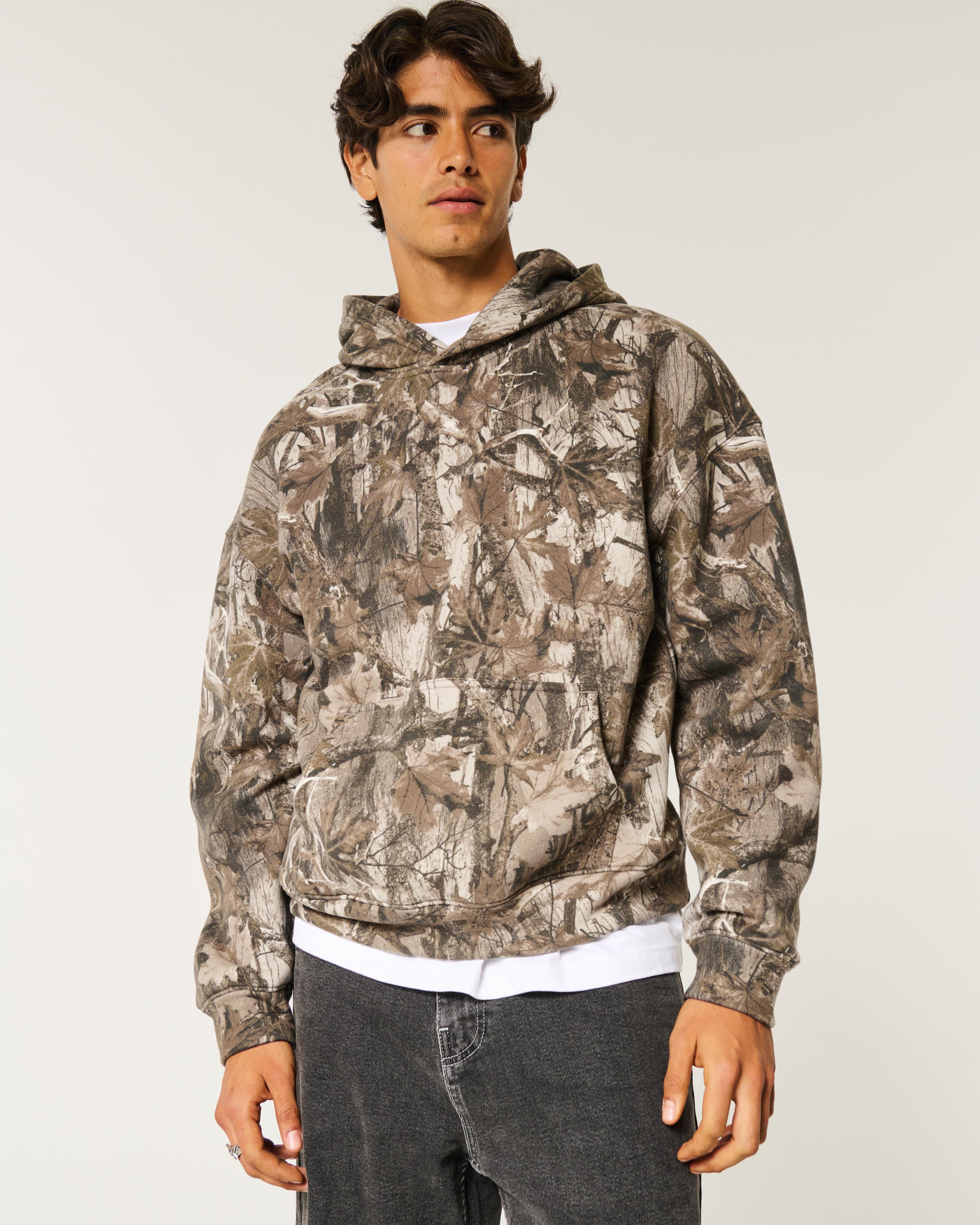 Hollister Feel Good Fleece Boxy Camo Hoodie Product Image