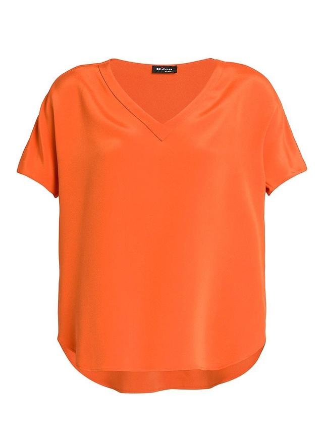 Womens Silk-Blend V-Neck T-Shirt Product Image