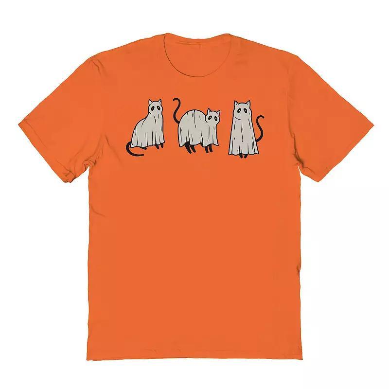 Mens 3 Ghost Cats Halloween Graphic Tee Product Image