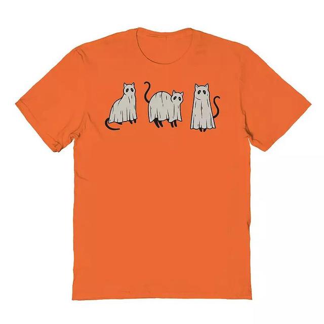 Mens 3 Ghost Cats Halloween Graphic Tee Product Image