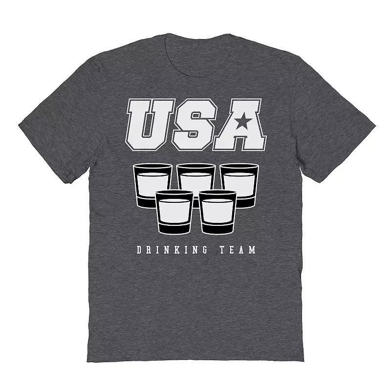 Mens USA Drinking Team Glasses Graphic Tee Dark Grey Product Image