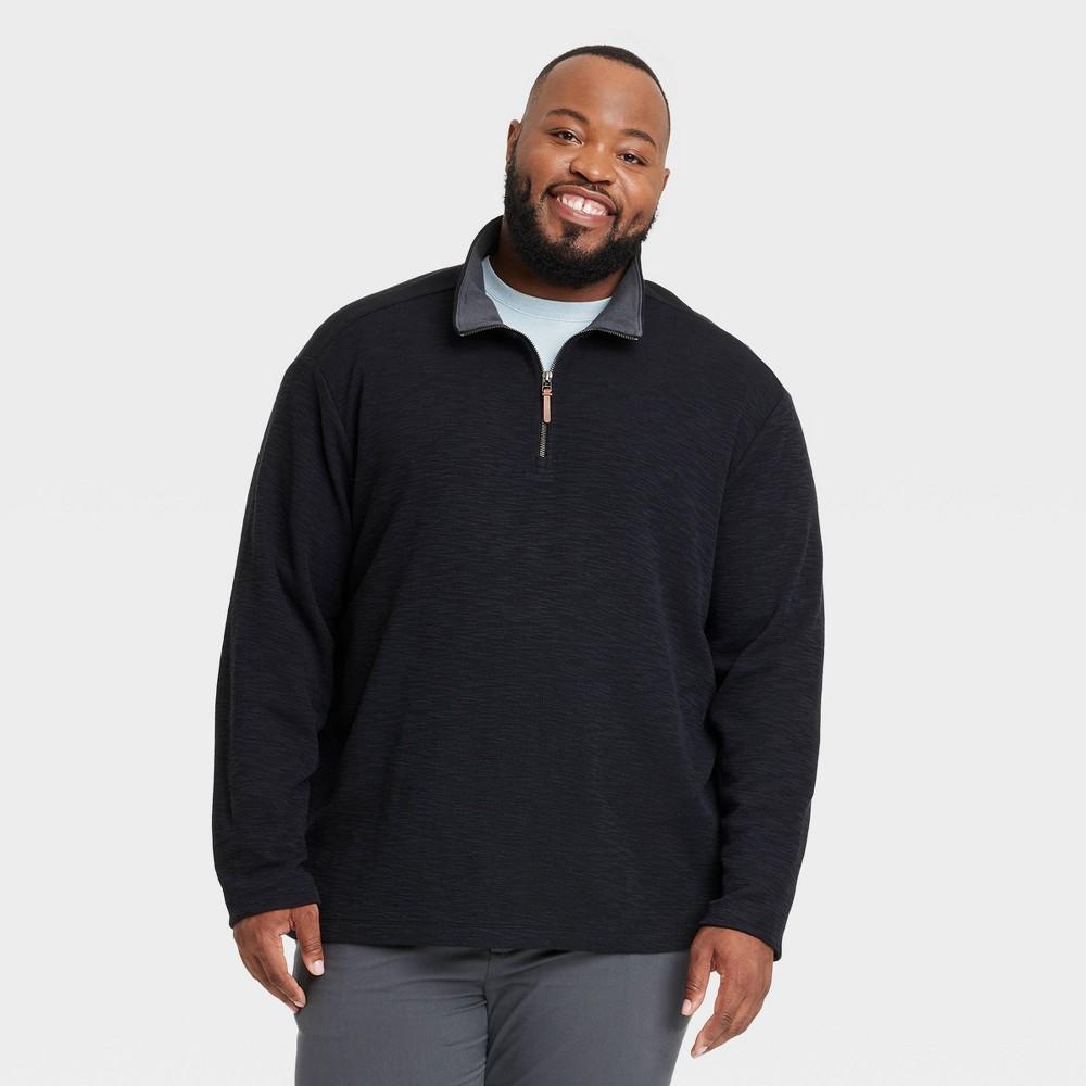 Mens Big & Tall Quarter-Zip Sweatshirt - Goodfellow & Co Black 4XL Product Image