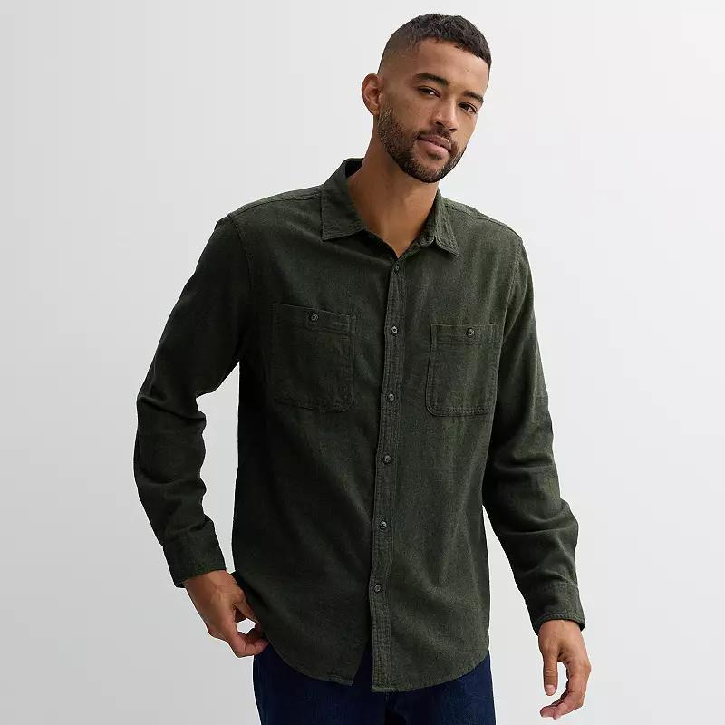 Mens Sonoma Goods For Life Flannel Button-Down Shirt Green Product Image