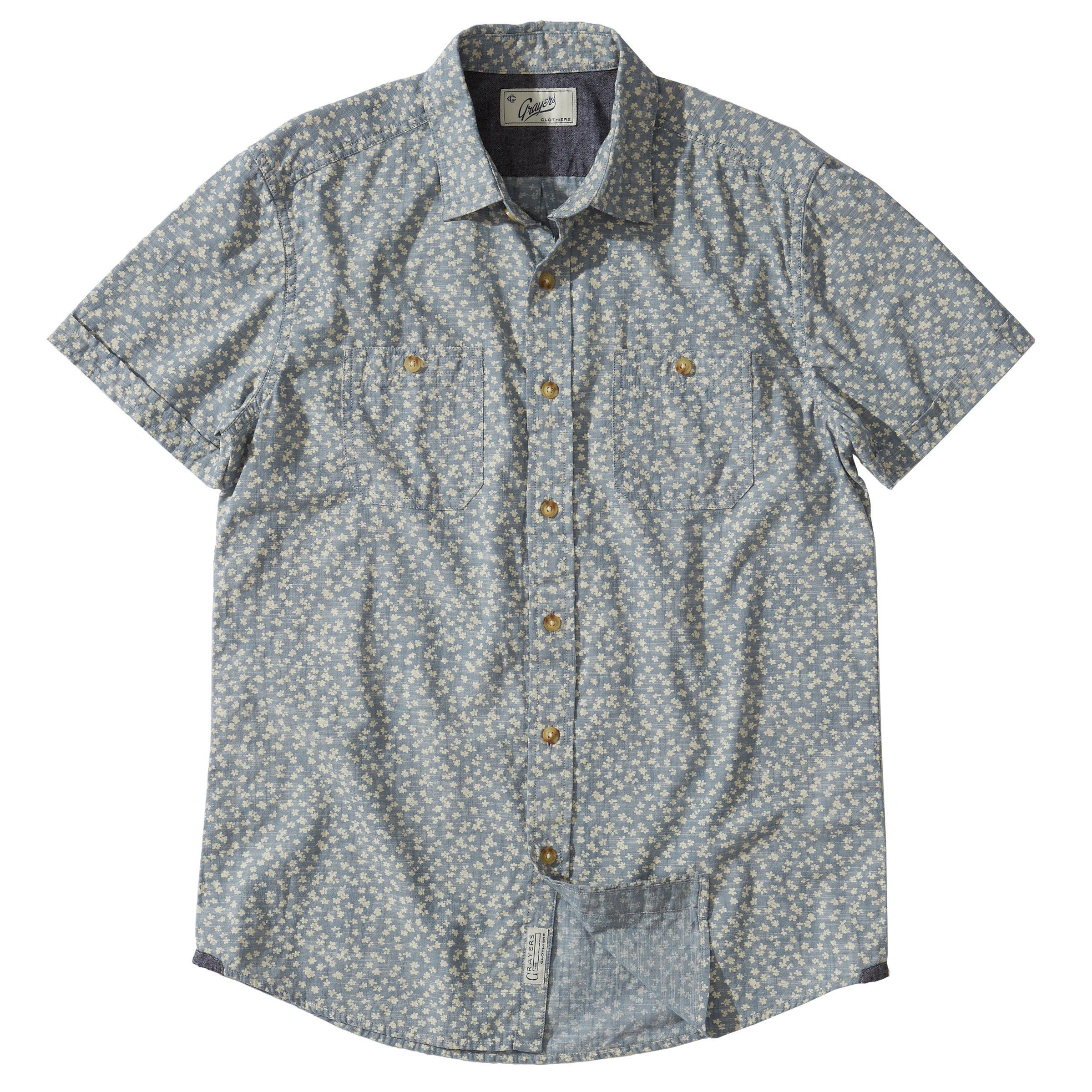 Drayton Printed Chambray Shirt - Aegean Blue Whisper (Final Sale) Product Image