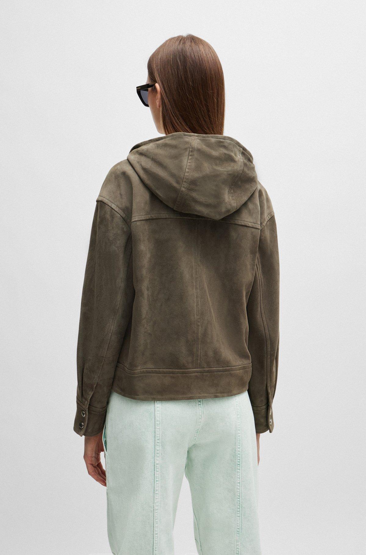 Regular-fit hooded jacket in soft suede Product Image