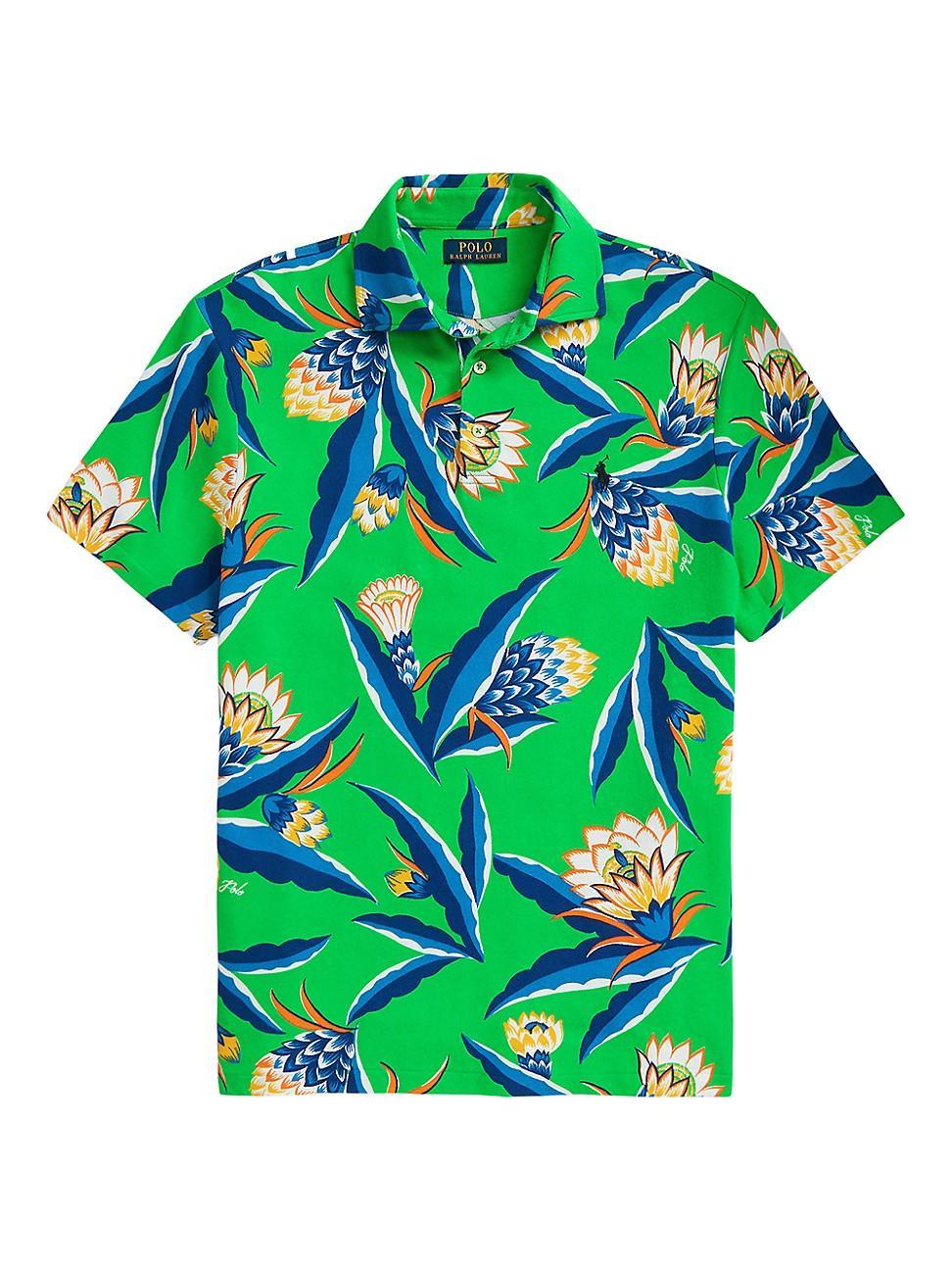 Mens French Terry Floral Polo Shirt Product Image