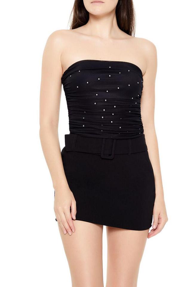 Rhinestone Ruched Tube Top | Forever 21 Product Image