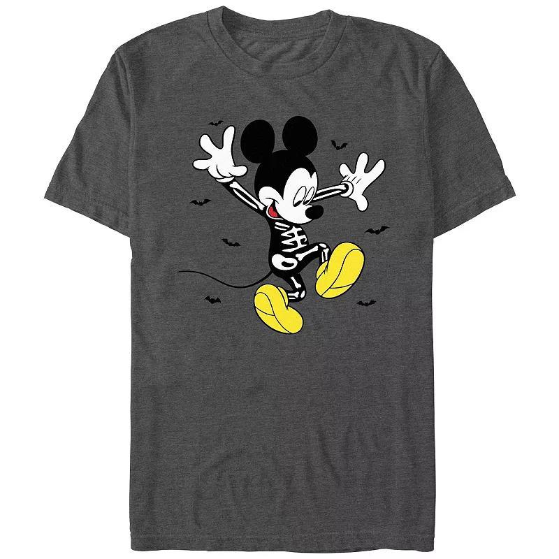 Disneys Mickey Mouse Happy Skeleton Costume Mens Graphic Tee Red Grey Product Image