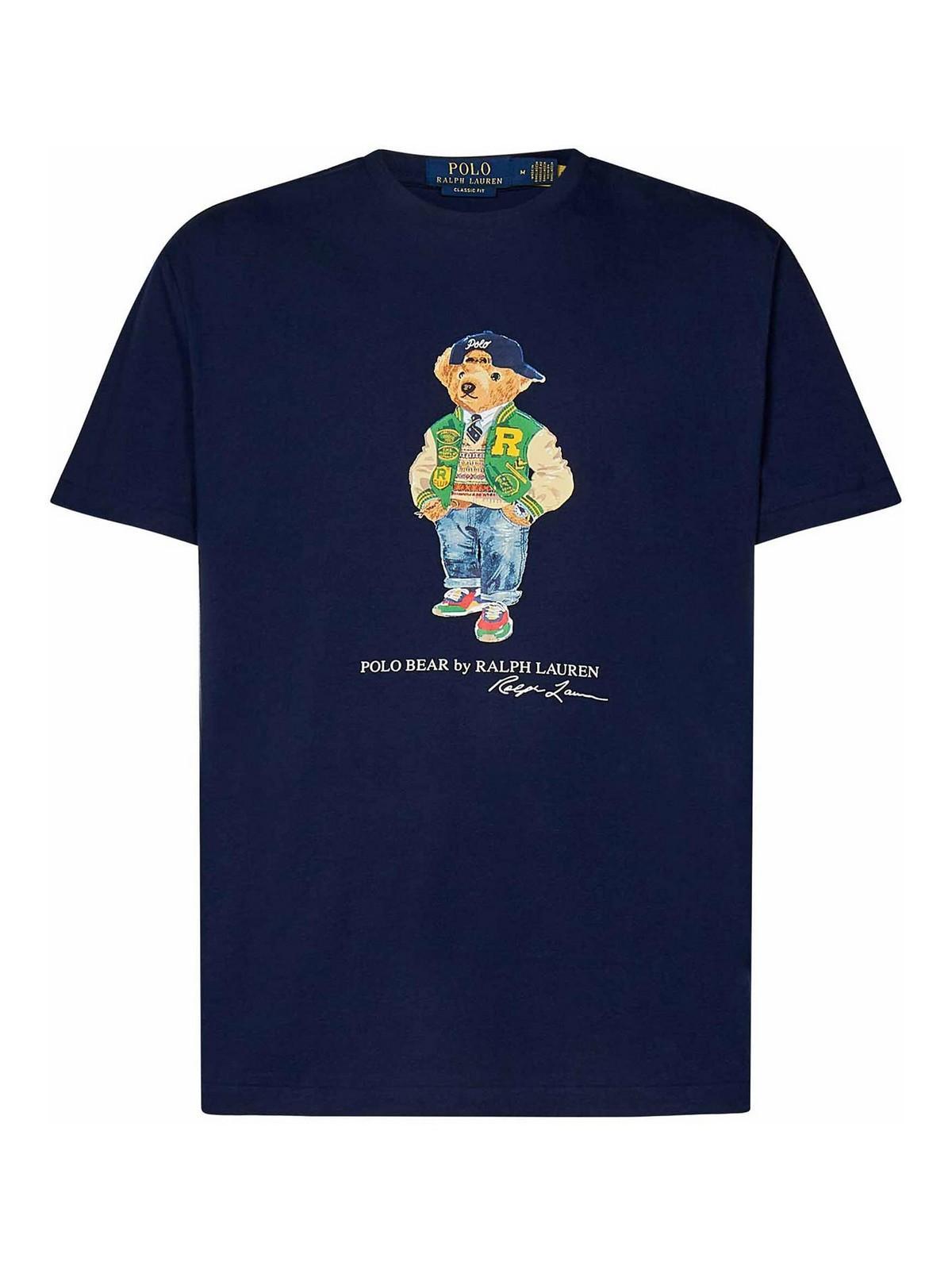 POLO RALPH LAUREN Classic-fit Navy Blue Cotton Jersey Polo Bear Product Image