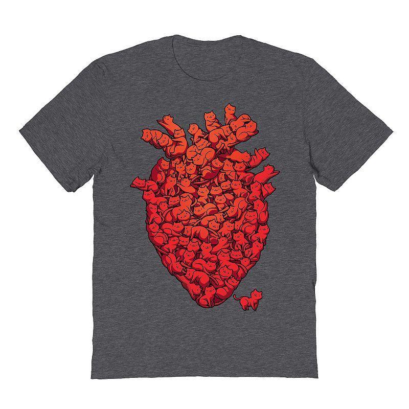 Mens I Love Cat Heart Valentines Graphic Tee Product Image