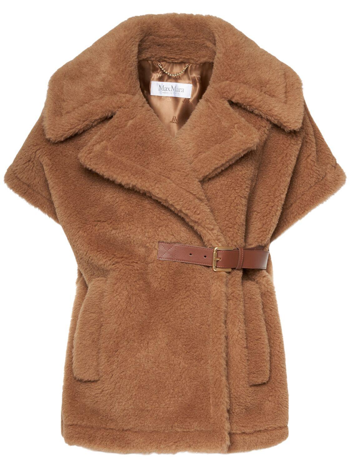 New Abavo Camel Teddy Cape In Brown Product Image