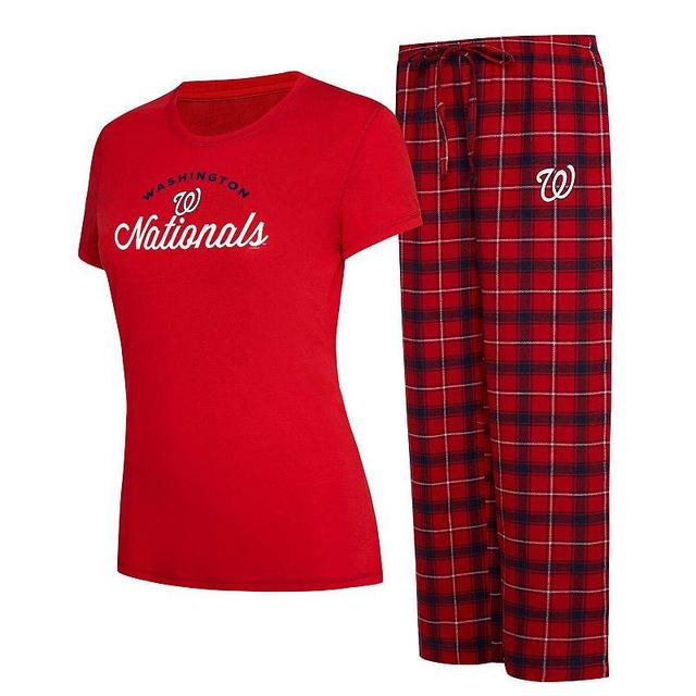 Womens Concepts Sport /Navy Washington Nationals Arctic T-Shirt & Flannel Pants Sleep Set Product Image