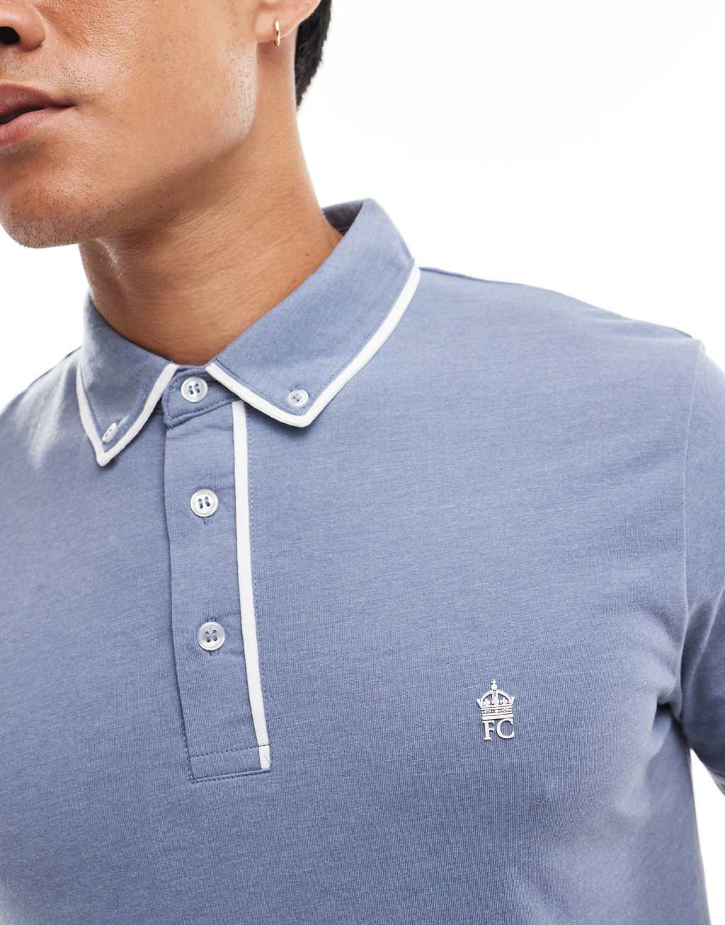 French Connection piping polo in light blue Product Image