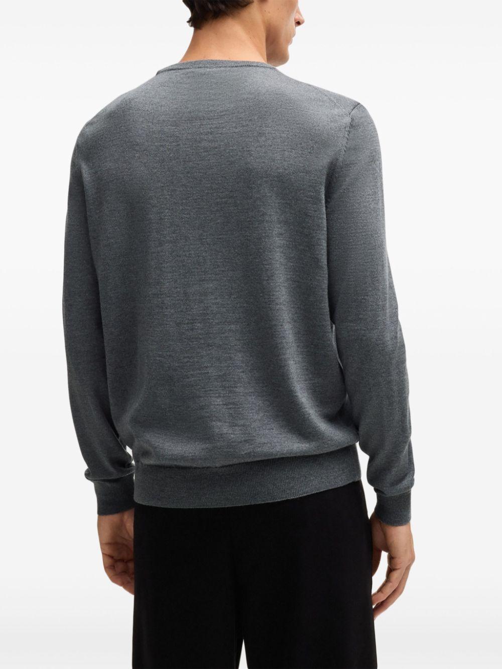 Crew-neck Sweater In Virgin Wool With Embroidered Logo In Grey Product Image