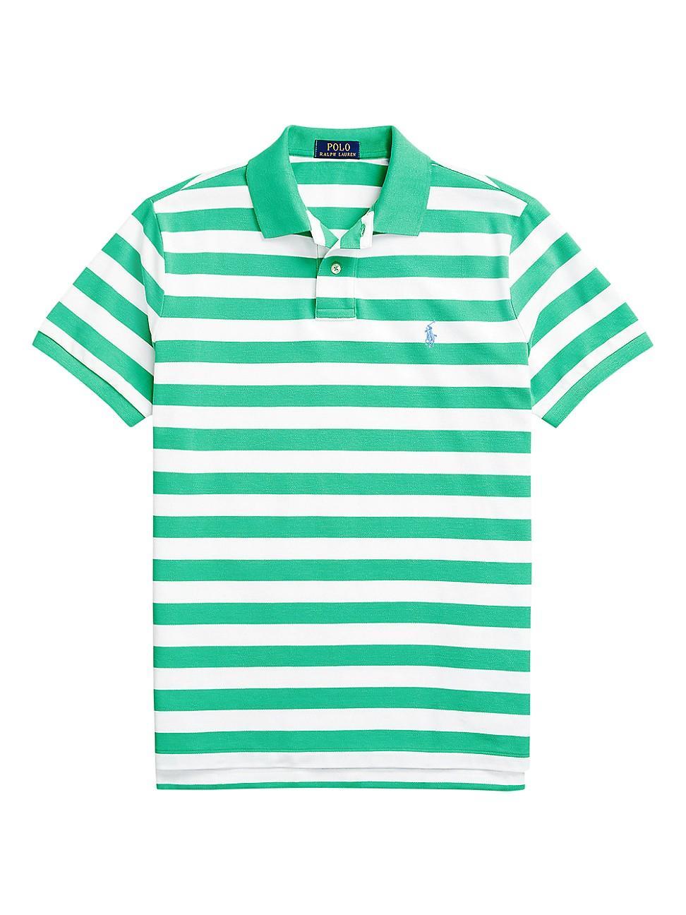 Mens Striped Cotton Polo Shirt Product Image