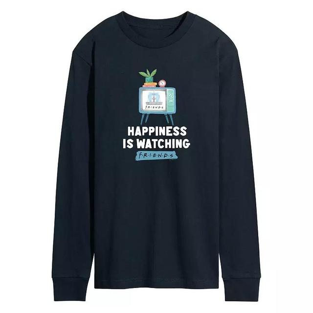 Mens Friends Happiness Watching Friends Long Sleeve Graphic Tee Blue Product Image