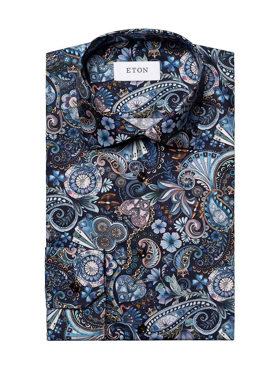 Mens Slim-Fit Paisley Cotton Button-Front Shirt Product Image