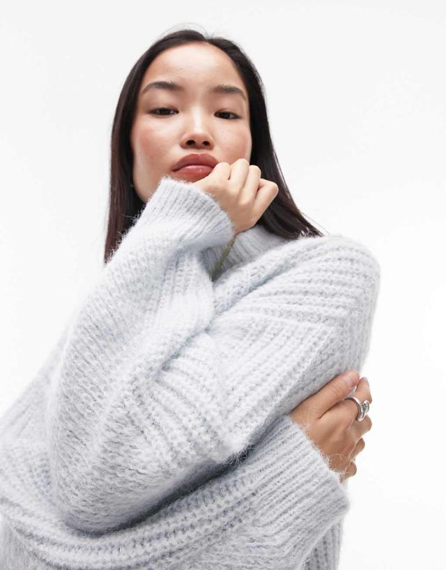 Topshop knit fluffy cable stitch longline sweater Product Image