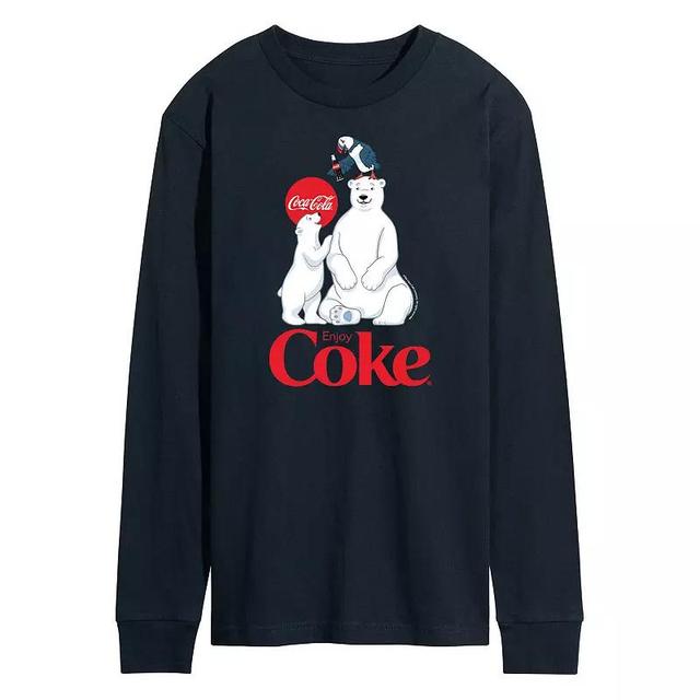 Mens CocaCola Polar Bears Long Sleeve Graphic Tee Blue Product Image