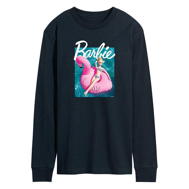 Mens Barbie Pool Flamingo Long Sleeve Graphic Tee Product Image